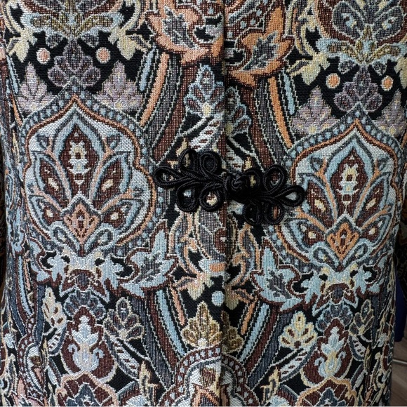 Soft Surroundings Jacket Jacquard Venezia Paisley metallic Frog Closure Sz MED - Picture 7 of 9